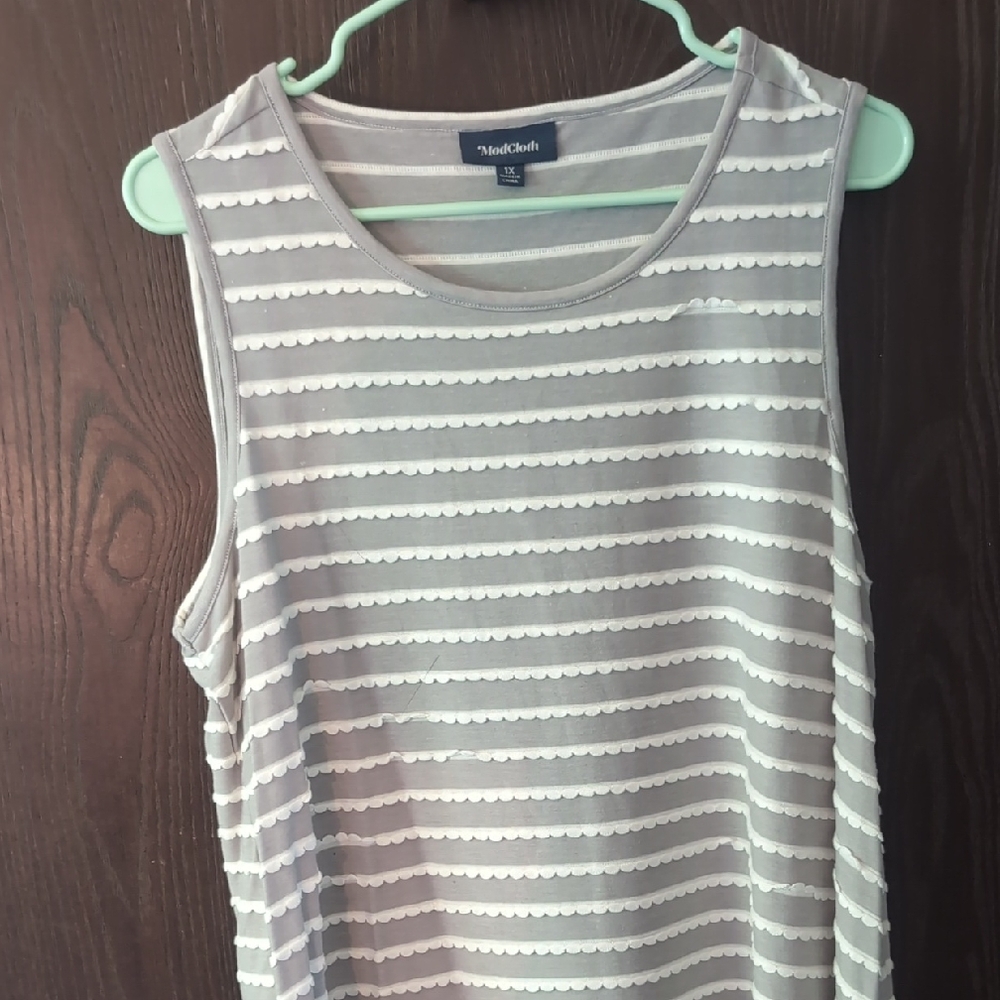 ModCloth Light Gray Striped Tank Top